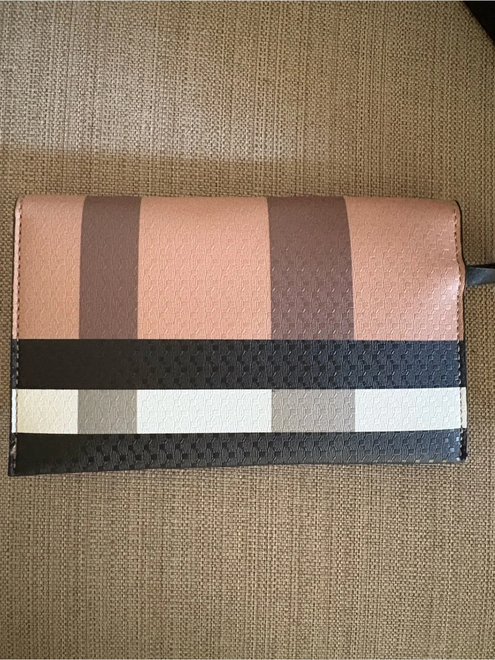 Striped Panel Handbag Backpack and Wallet Set - Black and Tan